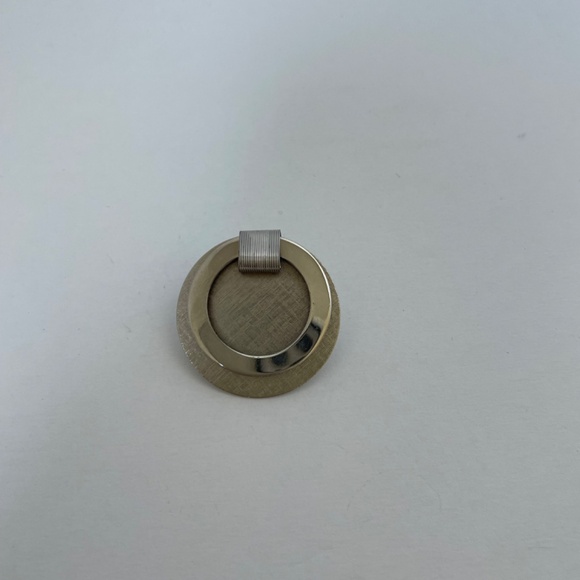 Vintage Brooch Scarf Clip Combination Silver Tone Brushed Disc Polished Ring - Picture 5 of 8